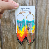 Image 3 of Desert Skies Southwestern Earrings | Colorful Beaded Fringe Earrings