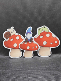 Image 2 of Mushroom Pals Sticker Set | Snail, Frog & Gnome Stickers