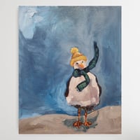 Seagull in a yellow beanie