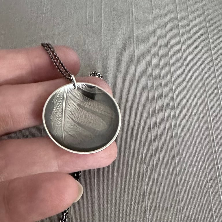 Cupped Sterling Silver Feather Necklace Image 2