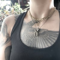 Image 5 of Winged Cat necklace in oxidized sterling silver