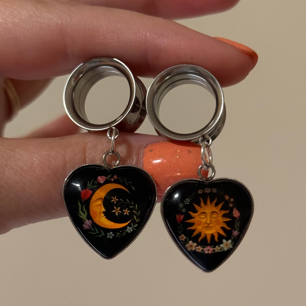 Image of Sun Moon Heart Dangles (sizes 2g-2")