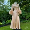 Golden Sand Marabou-cuffed "Beverly" Gown Sizes XL, 1X