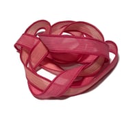 Image 3 of 1PC. PAPER HEARTS 42" hand dyed wrist wrap bracelet silk ribbon by COLOR KISSED SILK