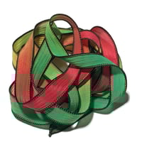 Image 2 of 1PC. REGGAE 42" hand dyed wrist wrap bracelet silk ribbon by COLOR KISSED SILK