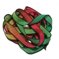 Image 3 of 1PC. REGGAE 42" hand dyed wrist wrap bracelet silk ribbon by COLOR KISSED SILK