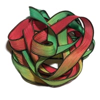Image 4 of 1PC. REGGAE 42" hand dyed wrist wrap bracelet silk ribbon by COLOR KISSED SILK