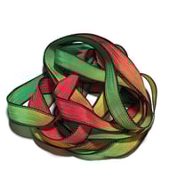 Image 6 of 1PC. REGGAE 42" hand dyed wrist wrap bracelet silk ribbon by COLOR KISSED SILK