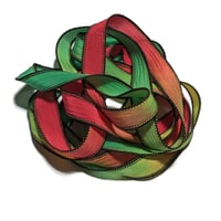 Image 7 of 1PC. REGGAE 42" hand dyed wrist wrap bracelet silk ribbon by COLOR KISSED SILK