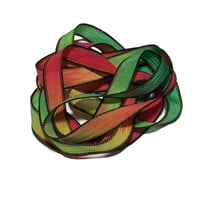 Image 8 of 1PC. REGGAE 42" hand dyed wrist wrap bracelet silk ribbon by COLOR KISSED SILK