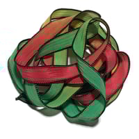 Image 1 of 1PC. REGGAE 42" hand dyed wrist wrap bracelet silk ribbon by COLOR KISSED SILK