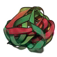 Image 9 of 1PC. REGGAE 42" hand dyed wrist wrap bracelet silk ribbon by COLOR KISSED SILK