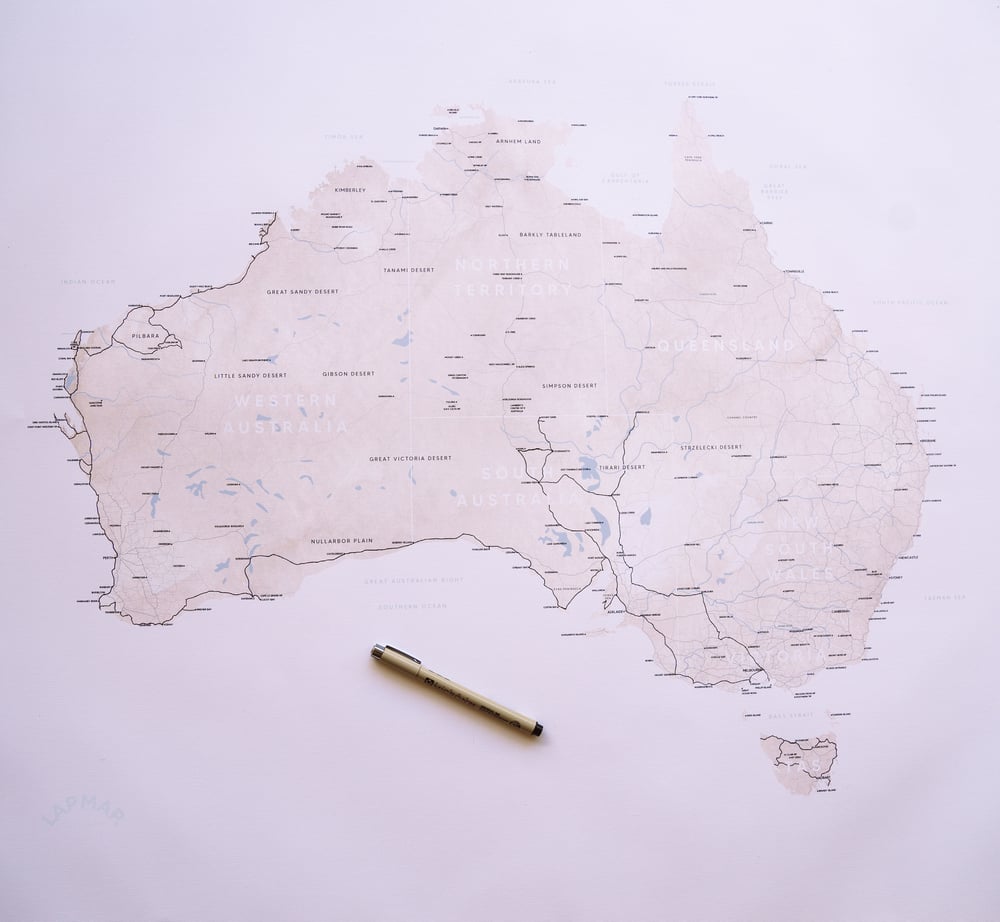 Image of Lapmap - Rolled Canvas Map of Australia