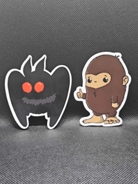 Image 2 of Cryptid Bean Stickers - Mothman & Bigfoot | Collectible Folklore-Inspired Stickers