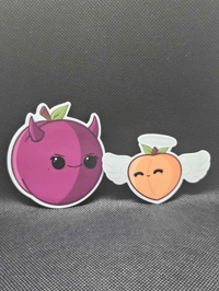 Image 2 of Naughty or Nice Fruit Friends Series | Sweet Peach & Naughty Plum Stickers