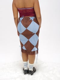 Image 2 of m/l *checker diamond midi* - brown & bby blue