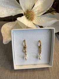 Image 2 of Stainless Steel Earrings Perl Charms Gold