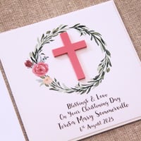 Image 1 of Girl Personalised Card. Christening Card. Baptism Card. First Holy Communion Card. Confirmation Card