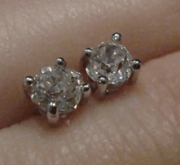 Image 3 of STUNNING 18CT WHITE GOLD OLD CUT DIAMOND 0.66CT CLAW SET STUD EARRINGS