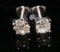 Image 1 of STUNNING 18CT WHITE GOLD OLD CUT DIAMOND 0.66CT CLAW SET STUD EARRINGS