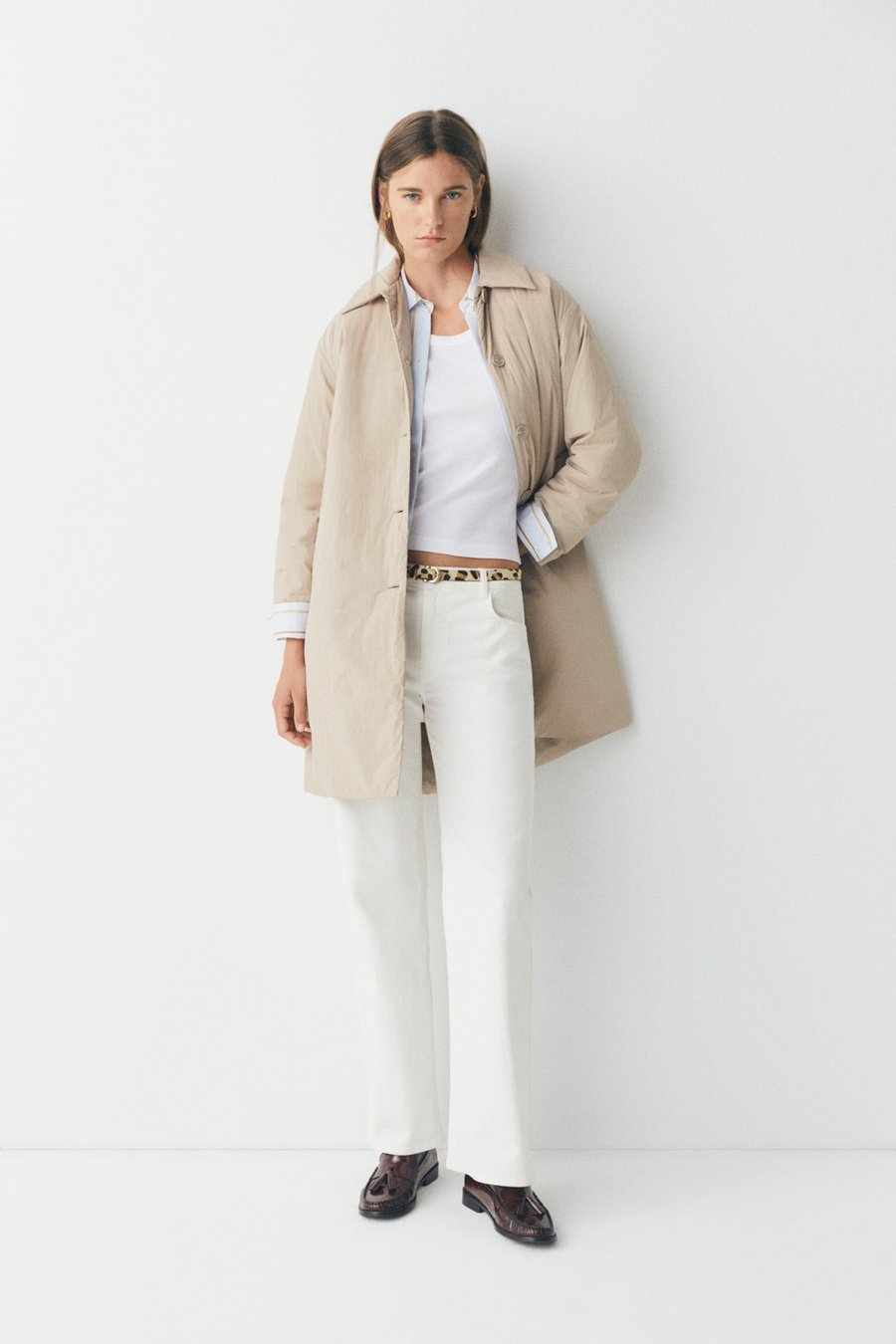 Image of 4-Trench acolchada beige