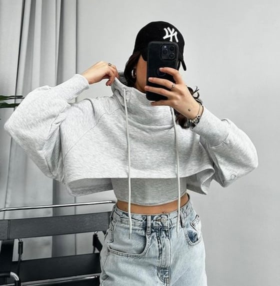 Image of Cropped Hoodie (light grey) 