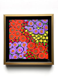 Image 1 of Fall Florals (1) Original Acrylic Painting; Framed and Ready to hang; 7.5x7.5 Inches