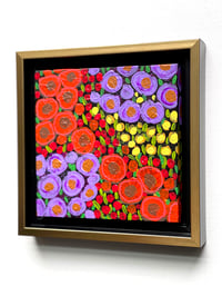 Image 2 of Fall Florals (1) Original Acrylic Painting; Framed and Ready to hang; 7.5x7.5 Inches
