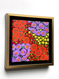 Image 3 of Fall Florals (1) Original Acrylic Painting; Framed and Ready to hang; 7.5x7.5 Inches