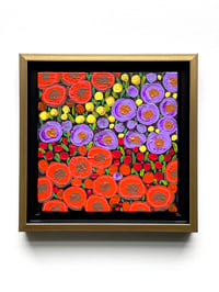 Image 1 of Fall Florals (2) Original Acrylic Painting; Framed and Ready to hang; 7.5x7.5 Inches