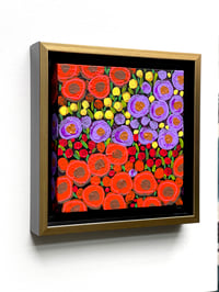 Image 3 of Fall Florals (2) Original Acrylic Painting; Framed and Ready to hang; 7.5x7.5 Inches