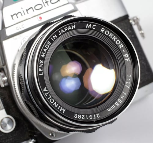 Image of Minolta SRT-101 35mm SLR Film Camera + MC Rokkor PF 55mm F1.7 lens #4443