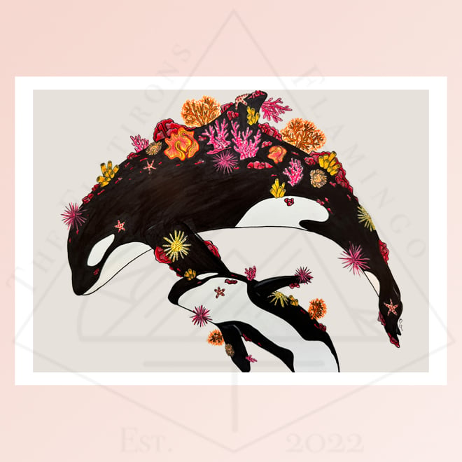 Image of Orcas and Rubies - Art Print 5x7