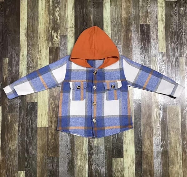 Image of flannel jacket with hoodie 