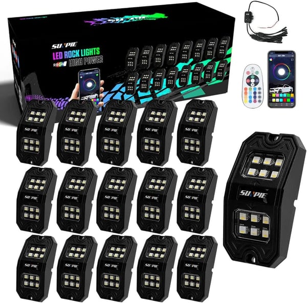 Image of SUNPIE 16 Pods color change Rock Lights (Remote & Bluetooth) 