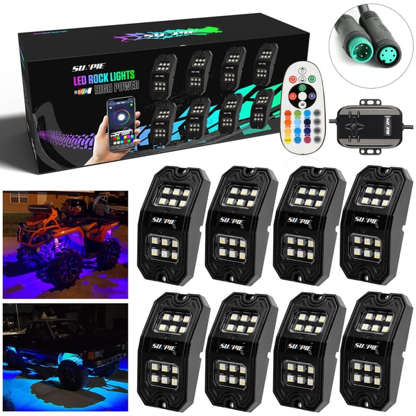 Image of SUNPIE 8 Pods color change Rock Lights (Remote & Bluetooth)