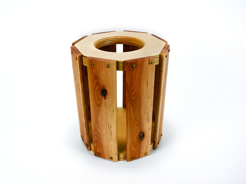 Image of Wooden Multi Purpose Vase, Decorative Wooden Kitchen Utelsil holder, Glass Vase included