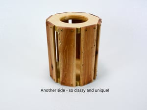 Image of Wooden Multi Purpose Vase, Decorative Wooden Kitchen Utelsil holder, Glass Vase included