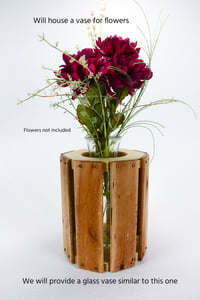 Image 2 of Wooden Multi Purpose Vase, Decorative Wooden Kitchen Utelsil holder, Glass Vase included