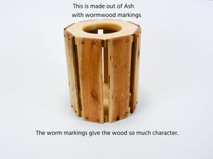 Image of Wooden Multi Purpose Vase, Decorative Wooden Kitchen Utelsil holder, Glass Vase included