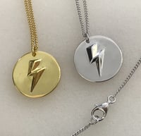 Image 1 of 3D Lightning Bolt Circular Pendant and Chain (925 Silver)