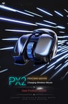 MSL PX2 Metal Rechargeable Wireless Mute 1600DPI Mouse 6 Buttons for PC Laptop Gaming