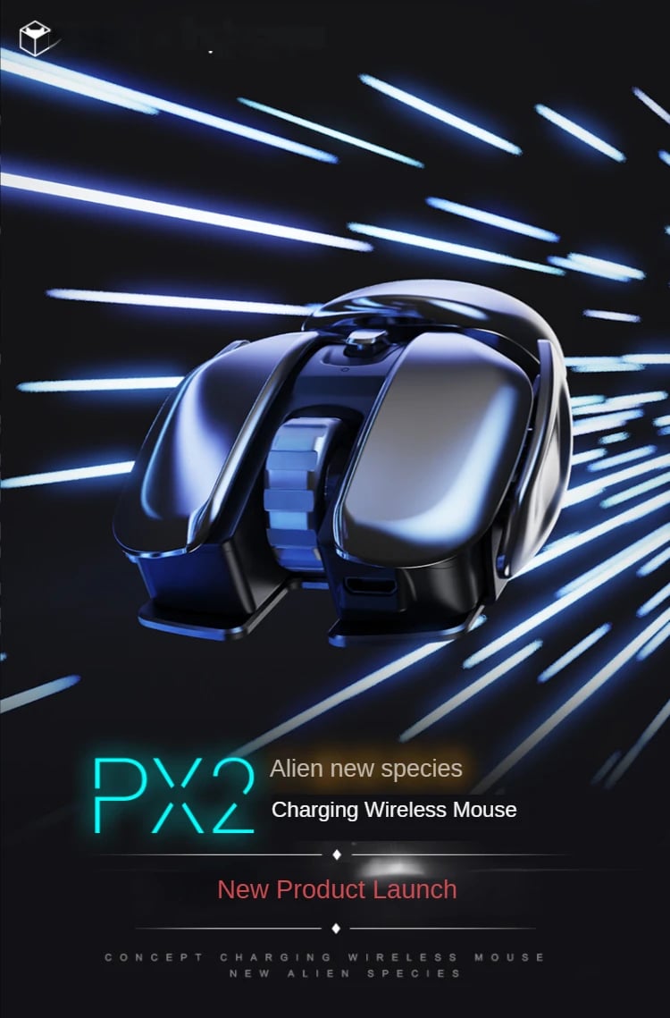 MSL PX2 Metal Rechargeable Wireless Mute 1600DPI Mouse 6 Buttons for PC Laptop Gaming