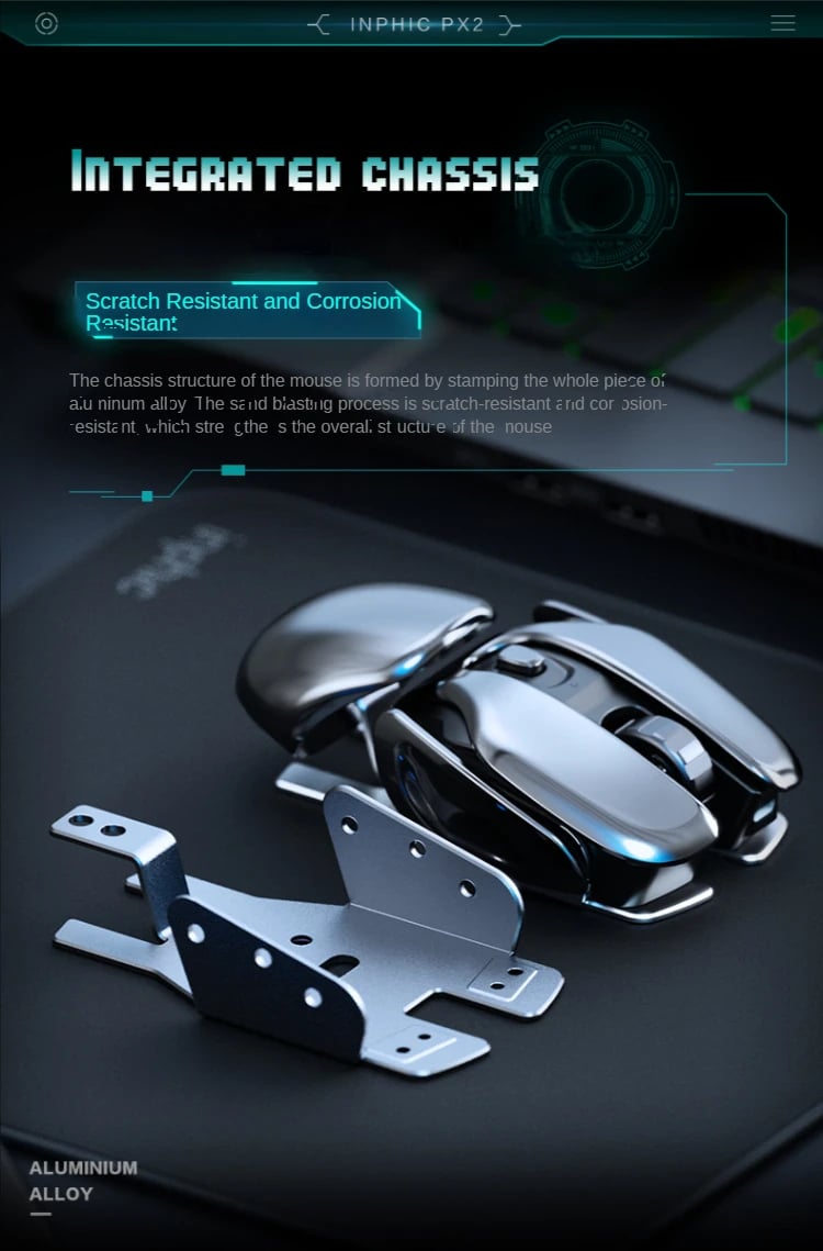 MSL PX2 Metal Rechargeable Wireless Mute 1600DPI Mouse 6 Buttons for PC Laptop Gaming