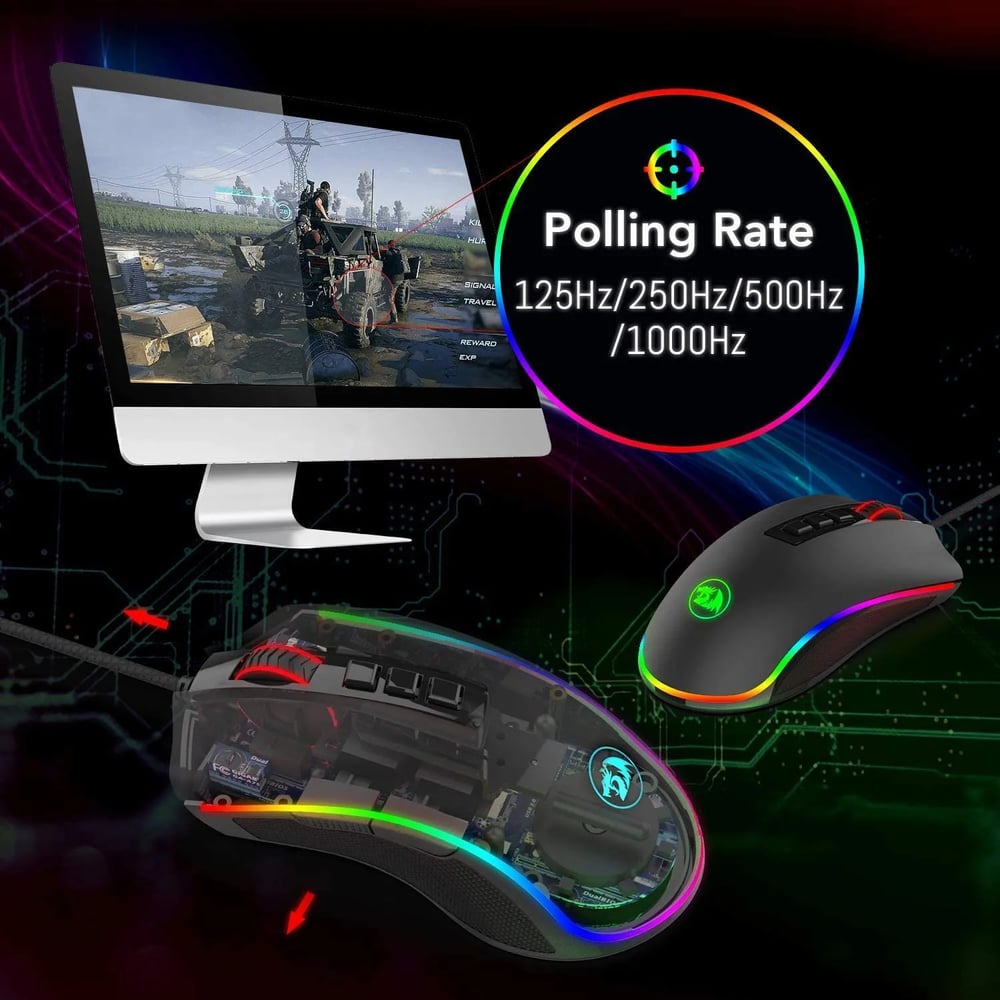 MSL Wired Gaming Mouse - 16.8 Million RGB Color, 10000 DPI, 9 Buttons, Optical LED