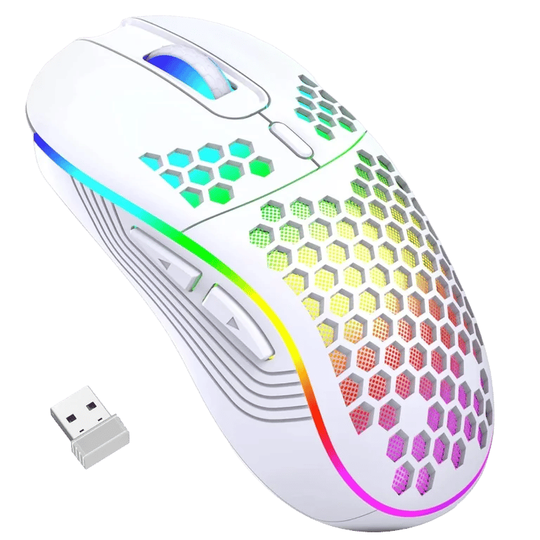 MSL 2.4G Wireless RGB Gaming Mouse - Adjustable DPI, Ergonomic Honeycomb Design