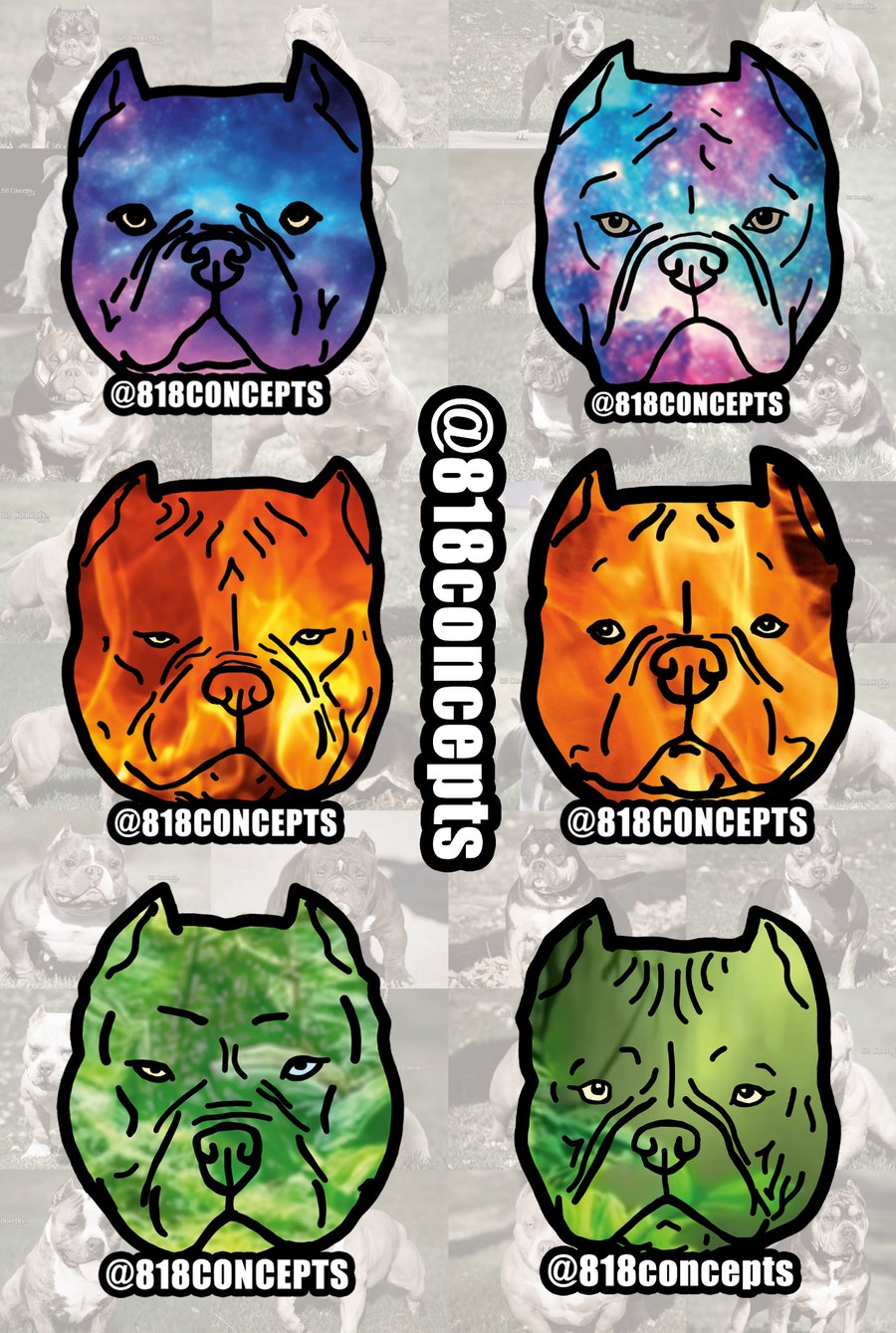Image of Bully Head Stickers - Set 1