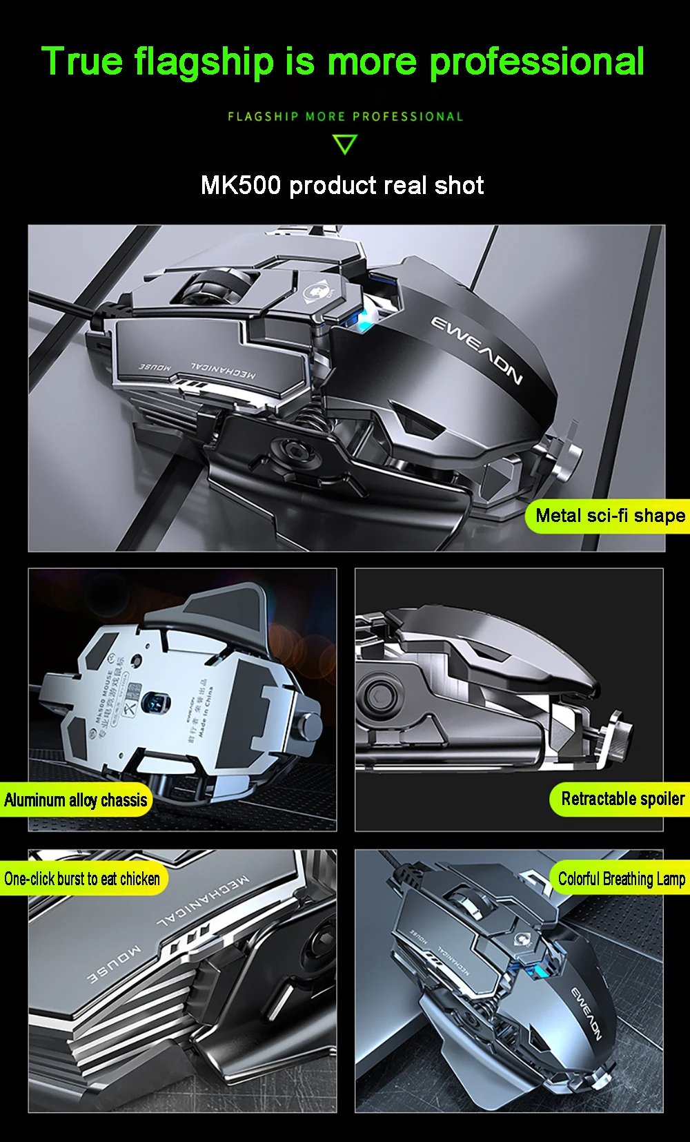 MSL 2024 Ergonomic Wired Gaming Mouse - 12800 DPI, RGB LED Backlight for PC & Laptop