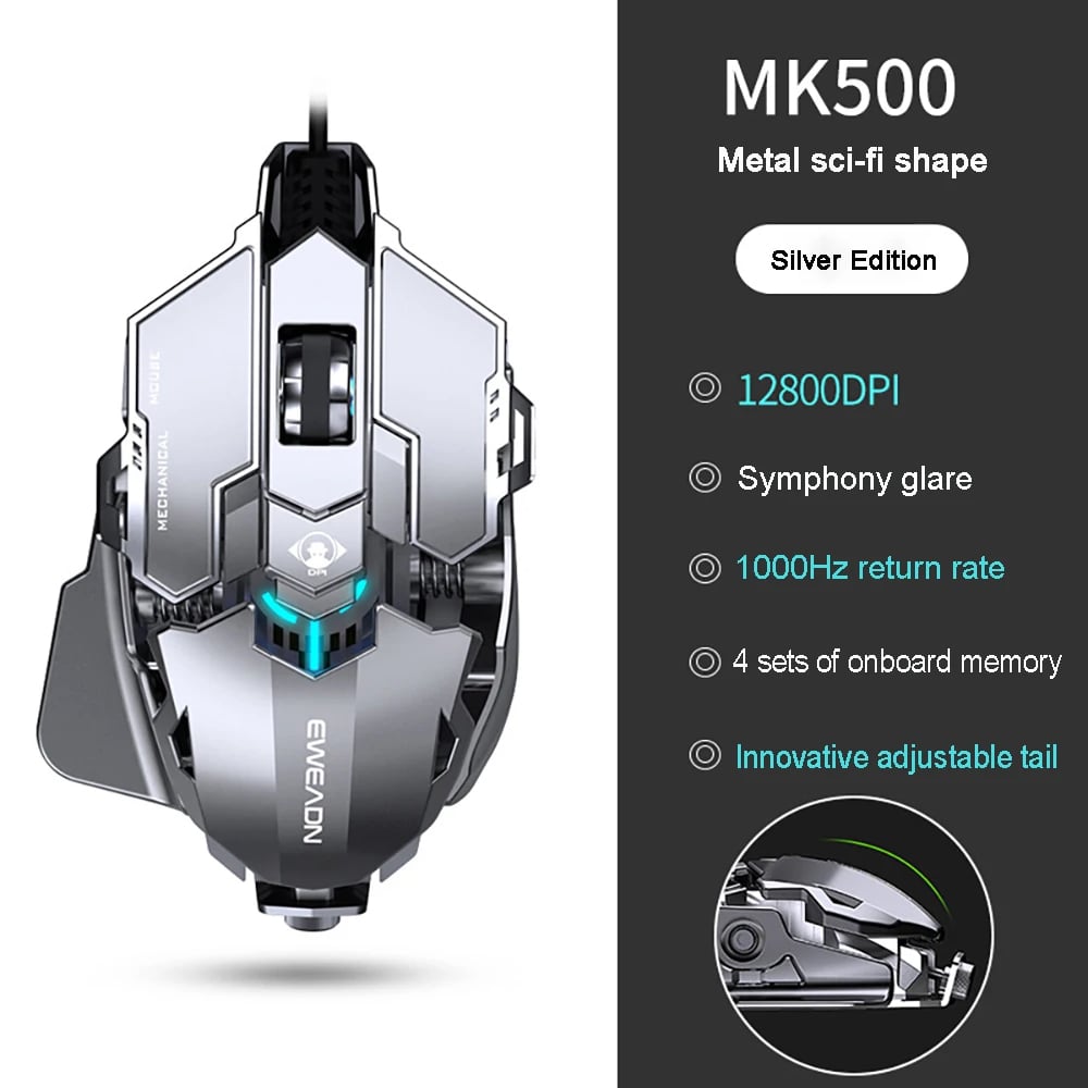 MSL 2024 Ergonomic Wired Gaming Mouse - 12800 DPI, RGB LED Backlight for PC & Laptop