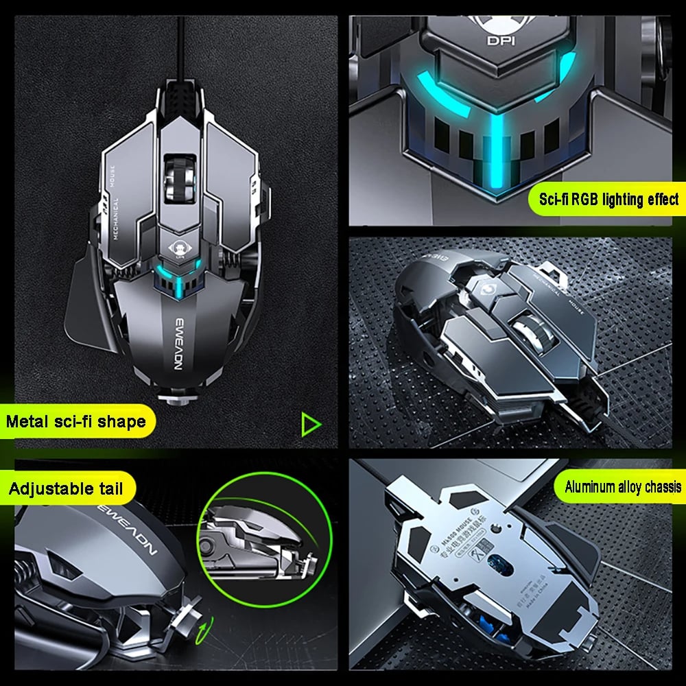 MSL 2024 Ergonomic Wired Gaming Mouse - 12800 DPI, RGB LED Backlight for PC & Laptop